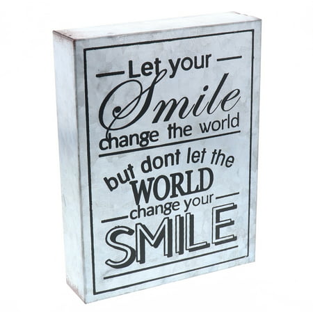 Barnyard Designs Let Your Smile Change The World Galvanized Metal Box Wall Art Sign, Primitive Country Farmhouse Home Decor Sign With Sayings 8