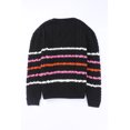 thumbnail image 2 of ABPHQTO Suéter de punto con textura de bloque de color de rayas negras para mujer, 2 of 5