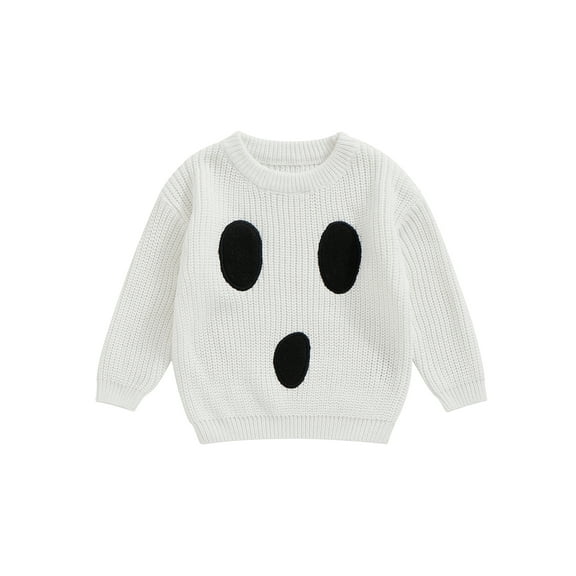 Baby Toddler Boys Girls Halloween Sweater, 0 3 6 9 12 18 24 Months 2T 3T Long Sleeve Crew Neck Ghost Winter Warm Knit Pullover Sweater Infant Clothes