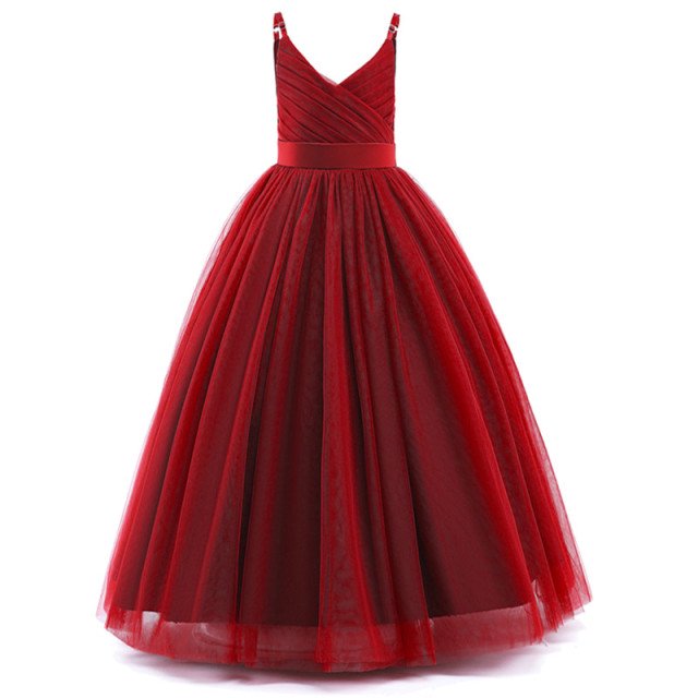 AAMILIFE Girls Princess Long Dress Girl Ceremony Clothing Kids Evening Party Vestidos Flower Girls Dresses For Weddings
