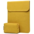 thumbnail image 1 of Funda para Laptop HYZUO 15" de Cuero Sintético de Gamuza Amarillo Oliva, 1 of 7