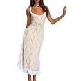 thumbnail image 2 of Yunliwuli Women's Midi Slim Evening Dress Sleeveless Open Back Ruffle Hem Lace Cami Dresses, 2 of 10