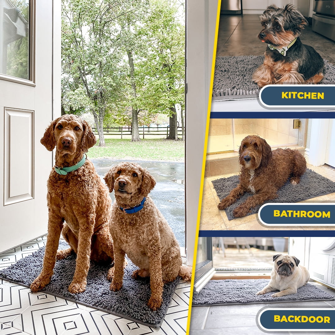 Muddy Mat® | Super Absorbent Door Mat Indoor, Microfiber Quick Dry Chenille Entryway Rug, Non-Slip Front Door Mat, Indoor Mats for Entryway, Machine Washable Pet Rug, Grey 18"x28"