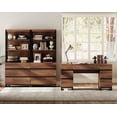 thumbnail image 4 of WAMPAT Home Office Furniture Set: 59in Modern Executive Desk with Charging Station and Drawers and 2 PCS 72in Tall Bookcases with 6 Drawers, Home Office Furniture for Living Room, Bedroom, Brown, 4 of 17