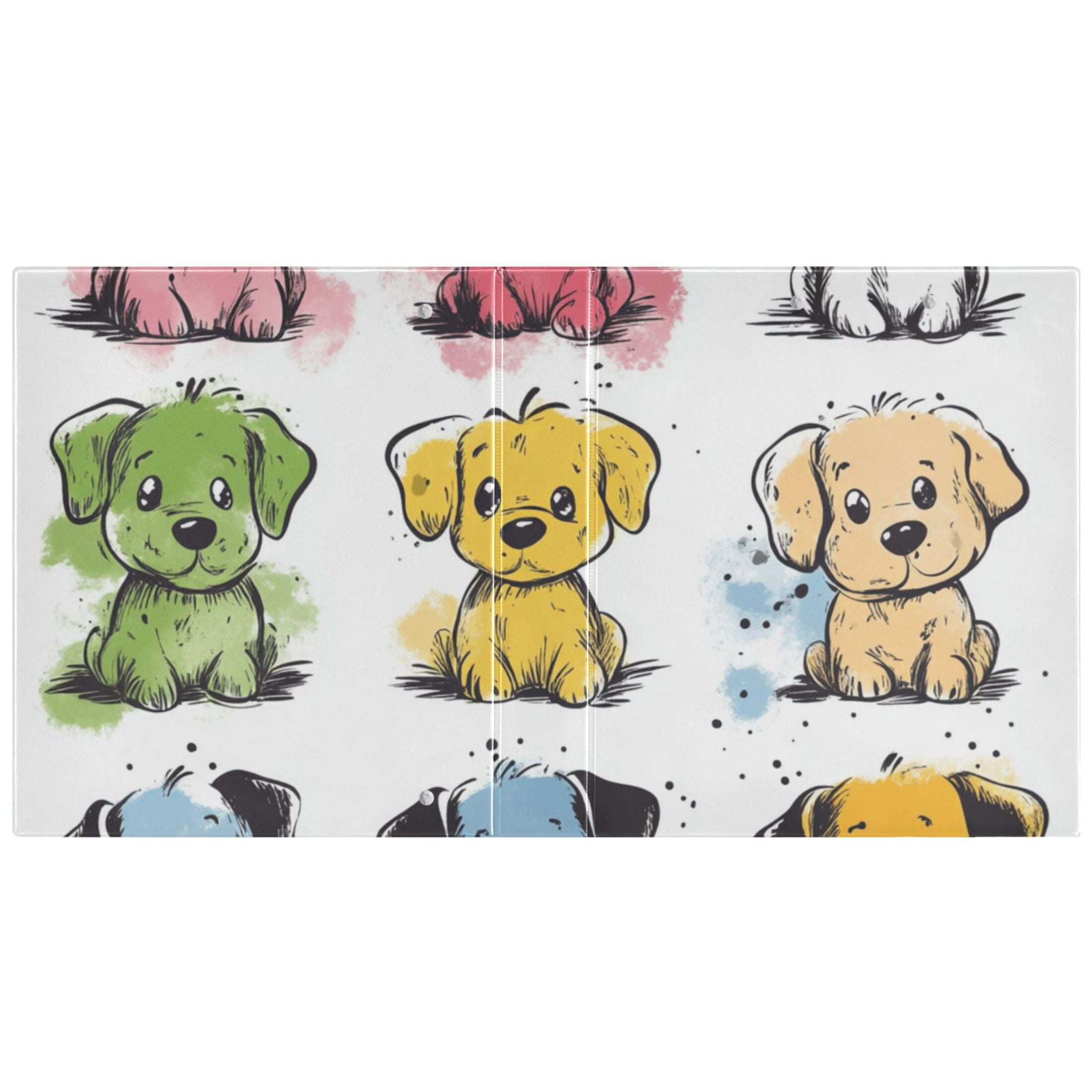 Colorful Doodle Dogs 3 Ring Binders 1.5 inch Hardcover File Folders with Interior Pockets A4 Size Organizer for School Office Hospital