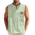 thumbnail image 1 of Camisetas de Verano para Hombre, Corbata Casual de Color Sólido sin Mangas Cuello Redondo Camiseta de Camiseta Hecha de 60% Algodón 40% Lino, Bajo Camisetas para Hombres, 1 of 3