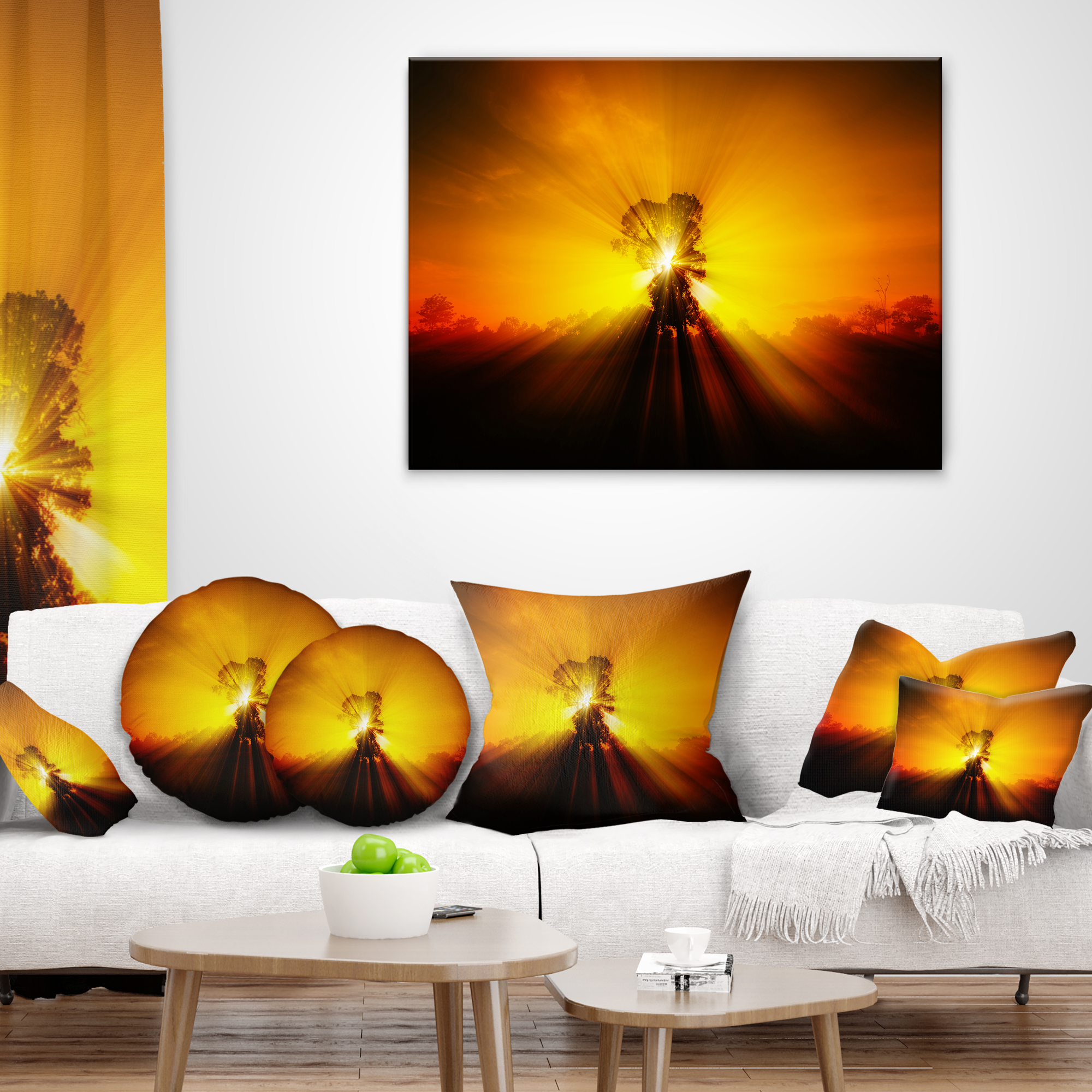 Designart Shadows of Trees - Landscape Printed Throw Pillow - 18x18