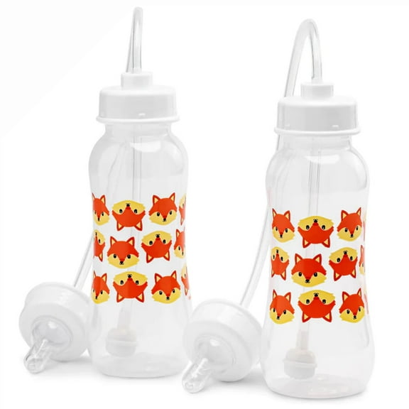 Hands-Free Baby Bottle - Anti-Colic Self Feeding System 9 oz (2 Pack - Fox)