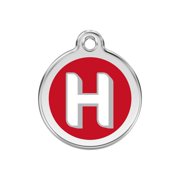 Red Dingo Stainless Steel Enamel Alphabet H Personalized Engraved Pet ID Tag, Medium