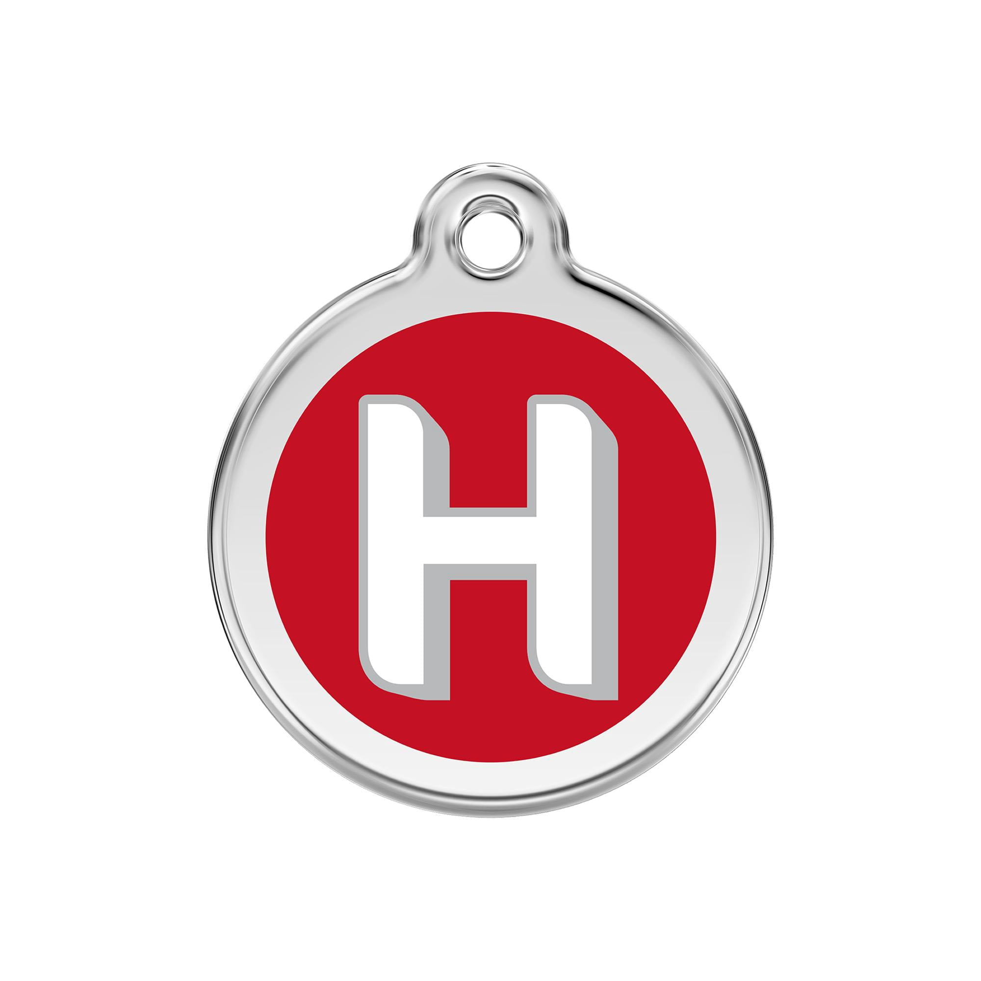 Red Dingo Stainless Steel Enamel Alphabet H Personalized Engraved Pet ID Tag, Medium