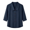thumbnail image 4 of YTCAMLO 100%Cotton Button Down Shirts for Women Casual Cute Collared 3/4 Sleeve Dress Shirts Summer Lightweight Loose Blouses, 4 of 8