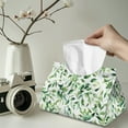 thumbnail image 2 of COEQINE PU Leather Facial Tissue Holder Facial Tissue Dispenser Rectangular Table Dryer Sheet Dispenser 7.95X4.92X4.52 Inch for Nightstand Dining Table Tabletop, Green Leaf, 2 Pcs, 2 of 7