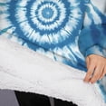 thumbnail image 3 of Oversized Wearable Blanket Hoodie,Blue Tie Dye Mandala Pattern Sherpa Blanket Hoodie with Super Pockets,Super Warm Fuzzy Pullover for Women & Men, 3 of 6