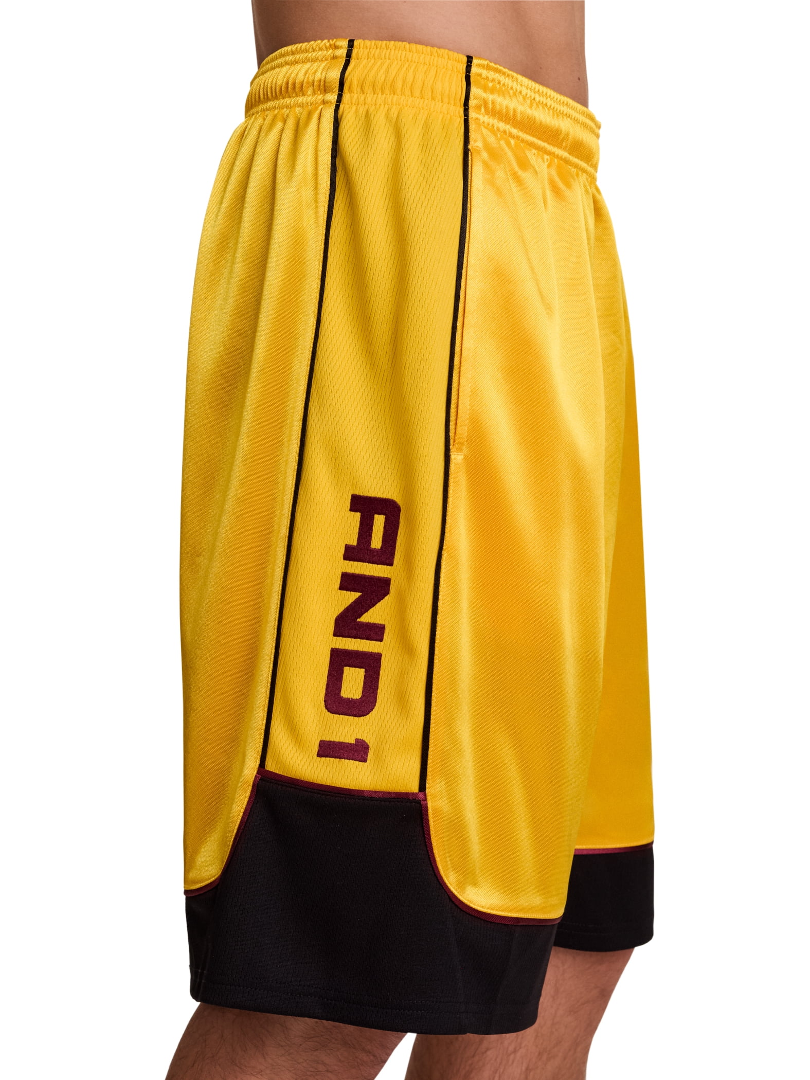 AND1 Men's and Big Men's All Court Colorblock Short, 11" inseam, up to Size 5XL