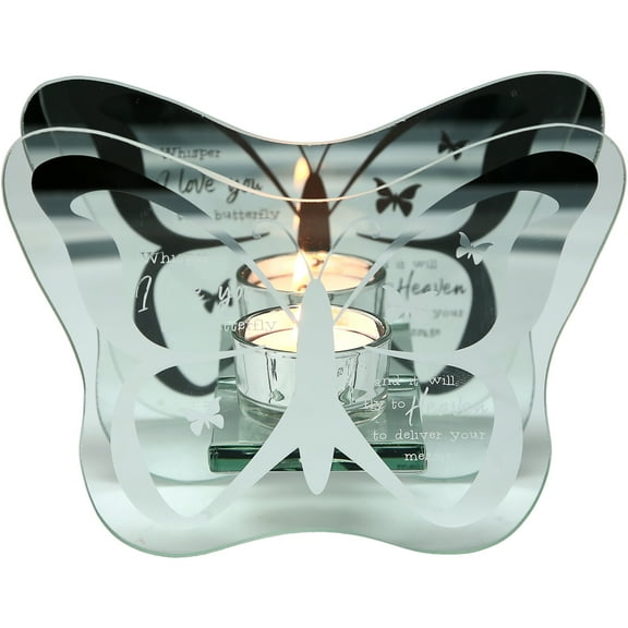 Whispers - 6.75" x 5" Mirrored Glass Candle Holder