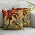 thumbnail image 3 of ARISTURING Dragonfly Throw Pillow Covers Equinox Flower Dragonfly Garden Pillow Covers,Higan Flower Red Floral Cushion Cases,Aesthetic Animal Vintage Brown Rustic Decorative Pillow Covers, 3 of 5