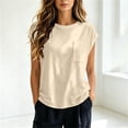 thumbnail image 5 of Horkkom Short Sleeve Tops for Women Crew Neck Solid Color Basic Tees Casual Loose T Shirts with Pocket L, 5 of 10