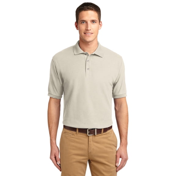 Port Authority K500 Mens Silk Touch Polo T-Shirt, Light Stone - Large