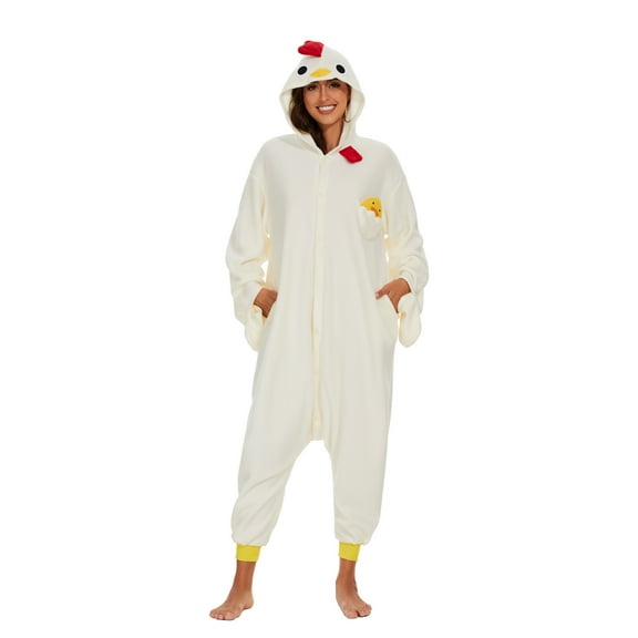 Polyester CANASOUR Chicken Onesie Adult Funny Suits Farm Animal Cosplay Pajamas for Women and Men
