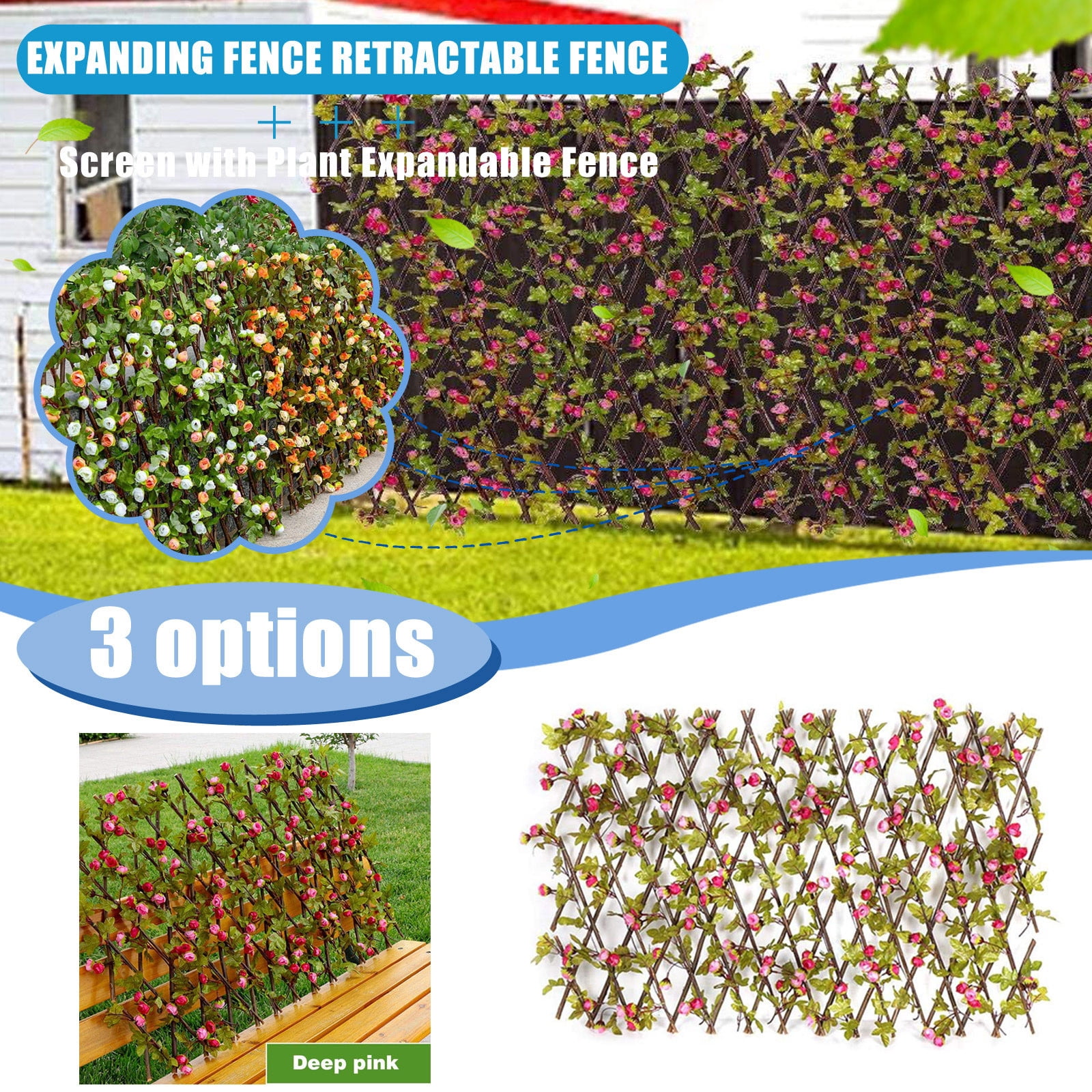 Small Size Deep Pink Retractable Fence With Decorative Design - Adjustable And Expandable Fencing For Garden Yard Partition, Easy To Retract And Expand, Space Saving And Portable