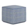 thumbnail image 1 of Brynn Square Pouf in Patterned Blue and Natural Cotton, 1 of 7