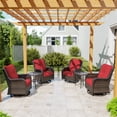 thumbnail image 3 of MeetLeisure 6 Piece Wicker Patio Furniture Set with 2 Side Tables, Outdoor Swivel Rocker Chairs with High Back, Deep Seating, Wide Armrest, Thick Cushions for Deck Porch, Red, 3 of 10