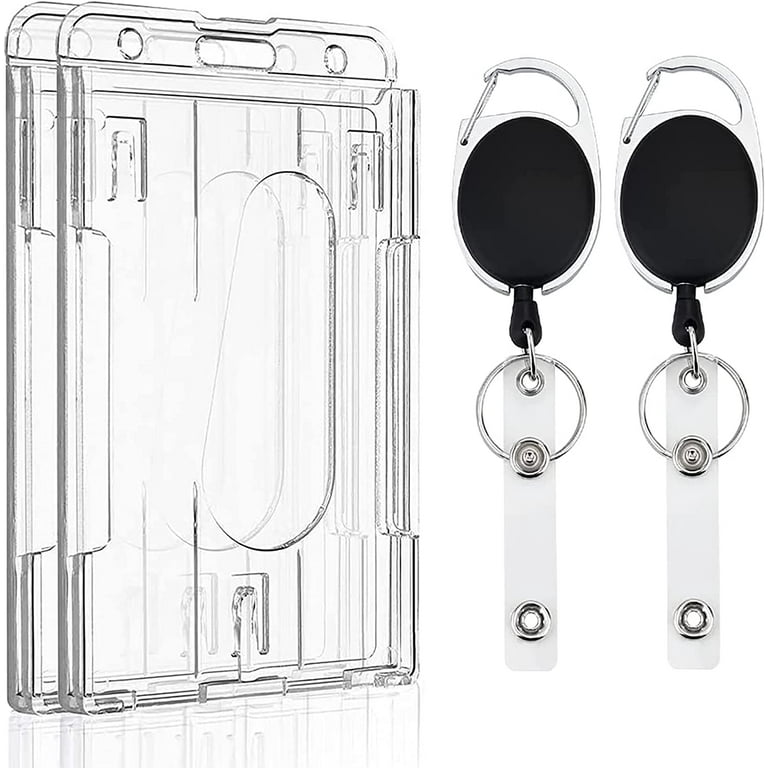Vertical 2-Card Badge Holder with Thumb Slots Hard Transparent PC