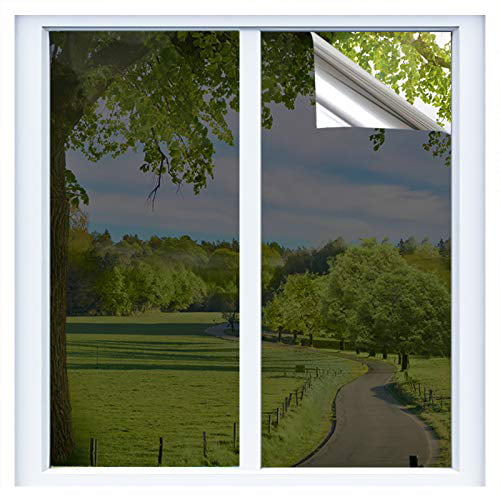 RICH-Po Privacy Anti Window Films Mirror Solar Insulation Home Office Car UV Reflective 1839 inch 45X100cm 3D No Glue Home Decor Window for Glass Non-Adhesive Heat Control Window Treatments