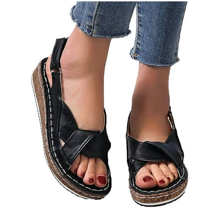 

Hoop Loop Wedges for Women Casual Bohemia Gladiator Sandals Shoes Comfortable Hollow Platform Summer Sandals