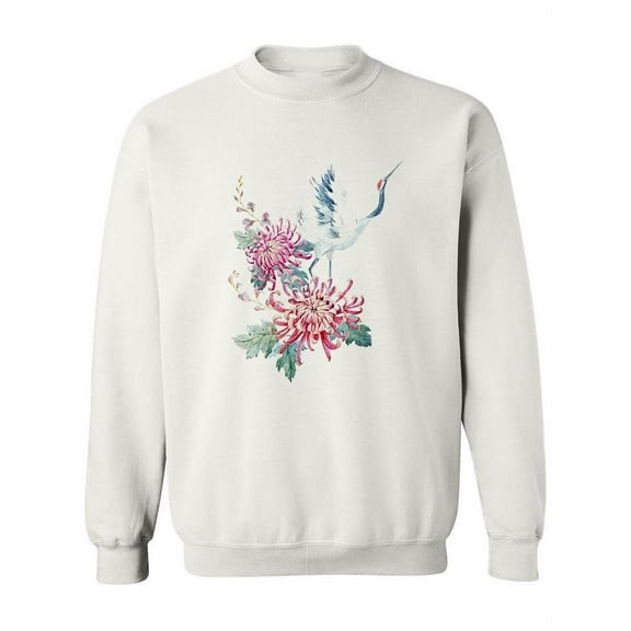Flowers Arrangement And A Crane Sweatshirt Women -Image by Shutterstock, Female 3X-Large
