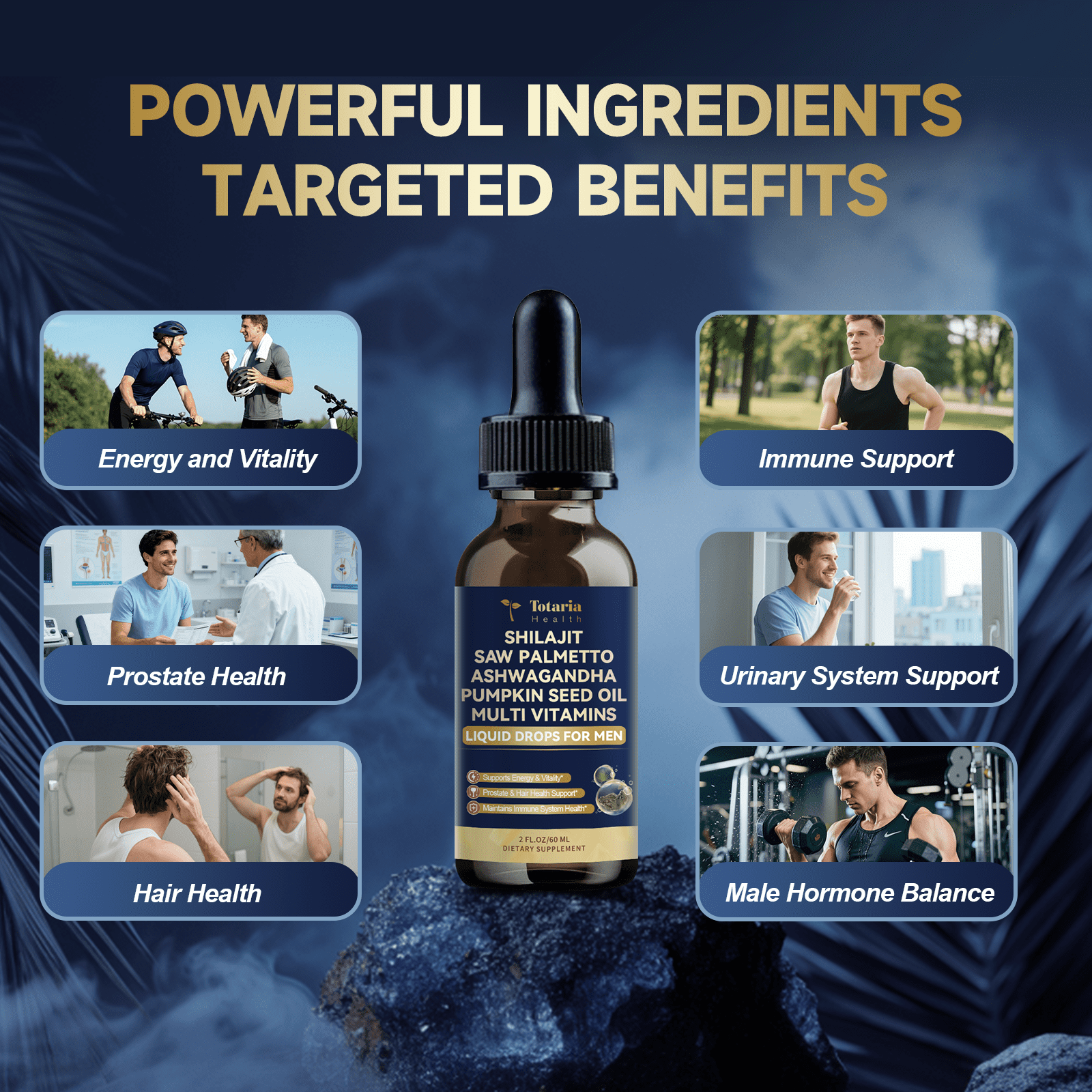Totaria Shilajit Liquid Drops for Men, 30:1 Concentrated Blend, Supports Prostate Health, Energy & Immune Function, Pineapple Flavor, 4 Fl Oz, 2 Bottles