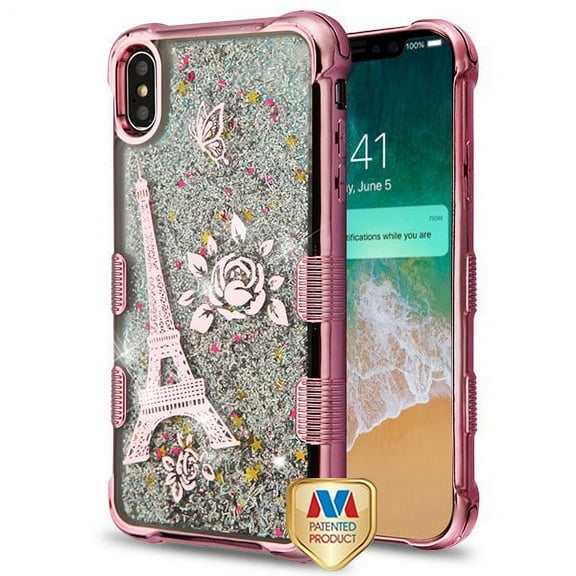 MYBAT Eiffel Tower Liquid Glitter Case For iPhone XS Max (6.5") - Rose Gold
