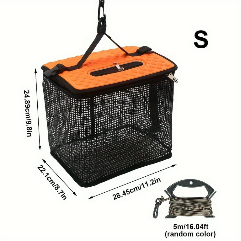 collapsible fish baskets mouhike Basket Mesh Trap Portable Fishing Keep Net Its foldable design makes it easy to store and transport for shore 2PCS Floating Fish Basket Foldable
