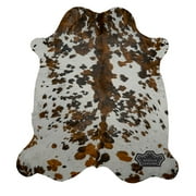 Original Tricolor Cowhide Rug, 6x8 ft, Genuine Leather, Natural Cowhide for Modern & Rustic Decor