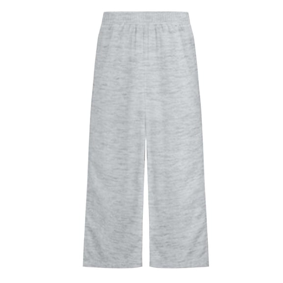 FINALGANG Girls Casual Pants Kids Solid Color Wide Leg Sweatpants Elastic Waistband Loose Fit Trousers For Daily Outdoor Activities Gray 13-14 Years