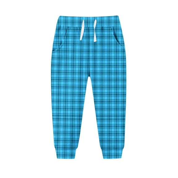 Favoffer Kids' Winter Plaid Fleece Sweatpants Elastic Waist with Drawstring Pockets Casual Sports Pants for Boys Girls Christmas Outdoor Lounging Play Toddler 2-13Y