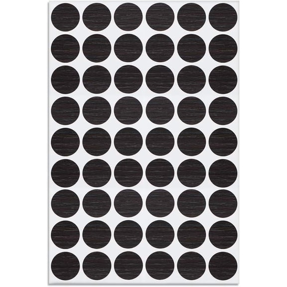 Screw Hole Covers Stickers Textured Plastic Self Adhesive Stickers for Wood Furniture Cabinet Shelve Plate 21 mm Dia 54 pcs in 1 Sheet Black