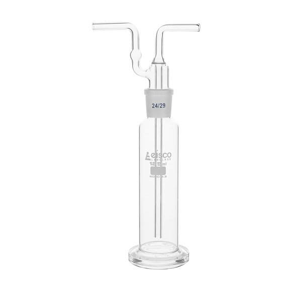 EISCO - 125mL Drechsel Gas Washing Bottle, Borosilicate 3.3 Glass, Interchangeable 24/29 Ground Joint, Autoclavable, Chemical & Heat Resistant, Laboratory Purification & Filtration Apparatus