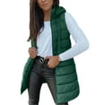 thumbnail image 7 of Women Long Puffer Vest Zip Up Quilted Hooded Vest with Pockets Casual Sleeveless Outerwear Warm Winter Coat Green, M, 7 of 7