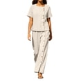 thumbnail image 3 of TaTaai Two Piece Plus Size Sets for Women Short Sleeve Button Down Top Wide Leg Pants Casual Summer Outfits, 3 of 8