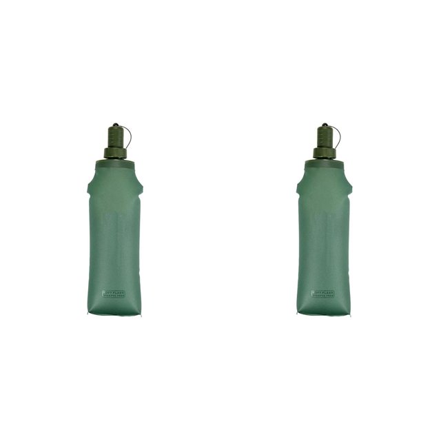 Soidarity Botella de agua portátil recargable plegable bolsa de boca ancha senderismo ciclismo montañismo botellas contenedor verde 500ml Verde 500ml 2piezas