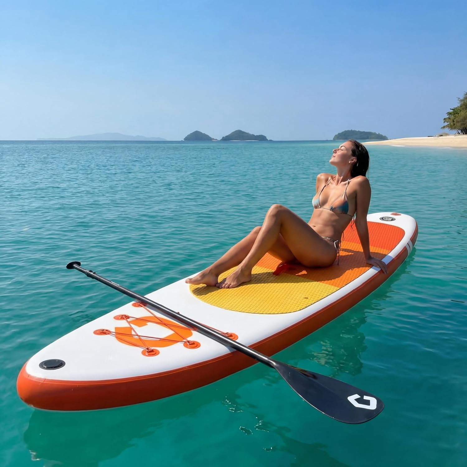 2-in-1 Inflatable Stand Up Paddle Board with Premium SUP Paddleboard Accessories, Wide Stable Design,Non-Slip Comfort Deck for Adults & Youth of All Skill Levels Water Sports & Fishing, Orange