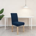 thumbnail image 6 of Dining Chair Cover Stretch Fit | Leaf Pattern Polyester Slipcover Dark Blue, Yellow, Purple, Gold, Green | Washable Seat Protector for Home Restaurant Wedding Banquet Decor | 1 Piece, 6 of 6