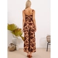 thumbnail image 3 of DARING DIVA Women's Smocked High Waist Beach Wide Leg Overalls with Pockets X-Small Orange, 3 of 6