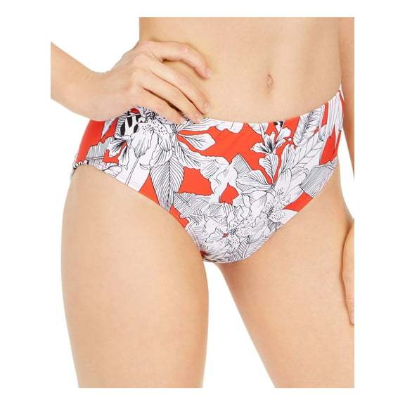 RACHEL RACHEL ROY Women's Red Tropical Print Full Coverage Lined Stretch Island Getaway High Waisted Swimsuit Bottom M
