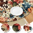 thumbnail image 4 of Pioneer Flower Floral Print Pattern Round Fitted Tablecloth with Elastic Edge,Dining Table Cover Waterproof,Outdoor Round Tablecloth for Camping,Dining,Indoor and Outdoor, 4 of 7