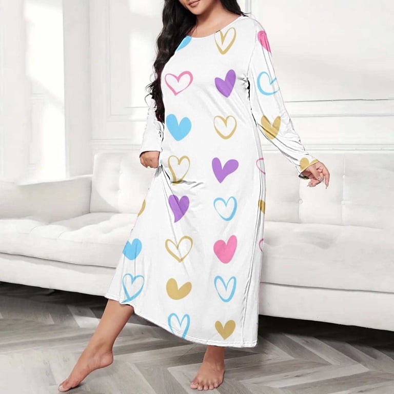Lxkfashion Sale 2025 Under $10 White Womens Long Sleeve Nightgowns Sleep  Shirts Night Shirts Night Gown House Dresses Ladies Night Dress -  Walmart.com