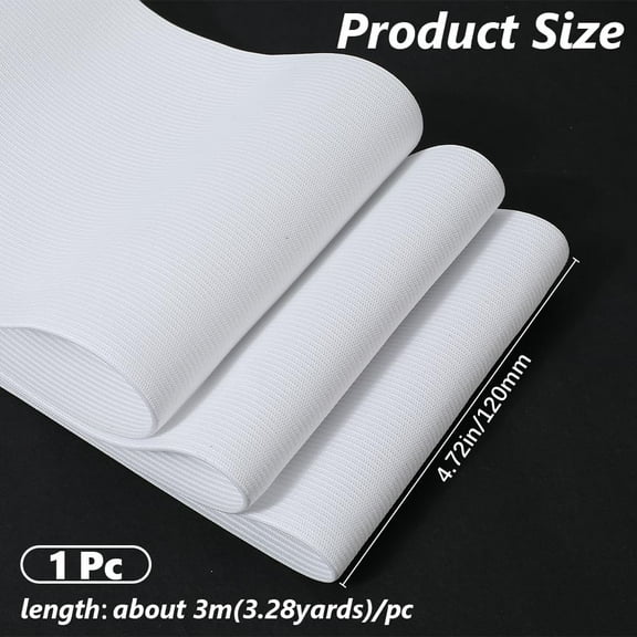 3M 4.7 Inch Elastic Spool White Wide Heavy Stretch High Elasticity Band Knit Flat Braid Sewing Elastic Strap Bundle for Sewing Making Craft Waistbands Pants Necklines Hats Socks DIY Supply
