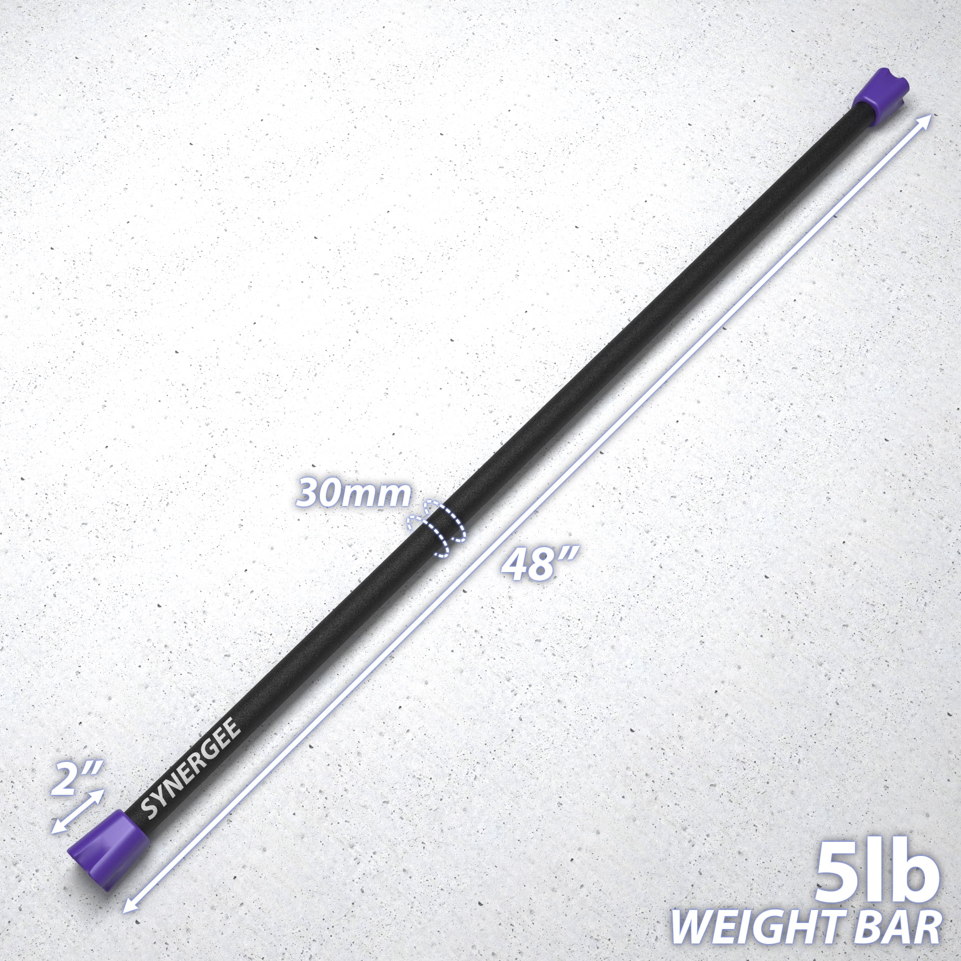 Synergee Workout Bar - 5lb - Padded Weighted Bars – Body Bar Toning Exercises, Strength & Condition