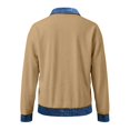 thumbnail image 5 of Uobin Women's Corduroy Zip‑Up Jacket, Denim Contrast Collar, Cuffs & Hem, Long Sleeve Patchwork Casual Outerwear for Fall Winter, Relaxed Fit Coat for Daily Work Travel, 5 of 6